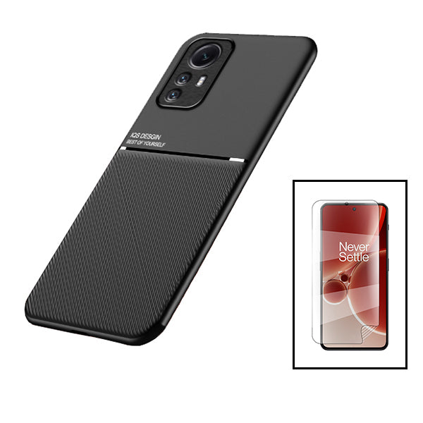 Kit Capa Magnetic Lux + Película Hydrogel Full Cover Frente para Xiaomi Redmi Note 12S - Preto