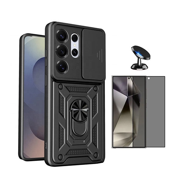Kit Película Anti-Spy + Capa Magnetic Slide Window + Suporte Magnético PHONECARE Para Samsung Galaxy S26 Ultra - Preto