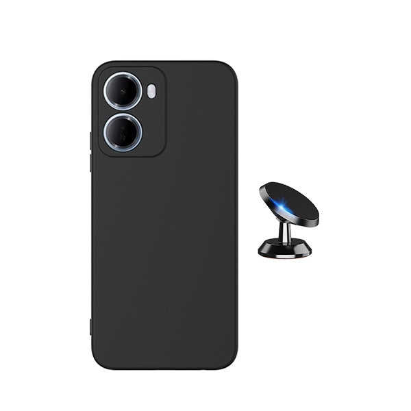 Kit Suporte Magnético + Capa Silicone Líquido PHONECARE Para Xiaomi Redmi 15a - Preto