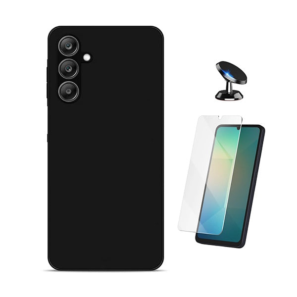 Kit Vidro Clearglass + Capa Silicone Líquido + Suporte Magnético PHONECARE Para Samsung Galaxy A18 4G - Preto