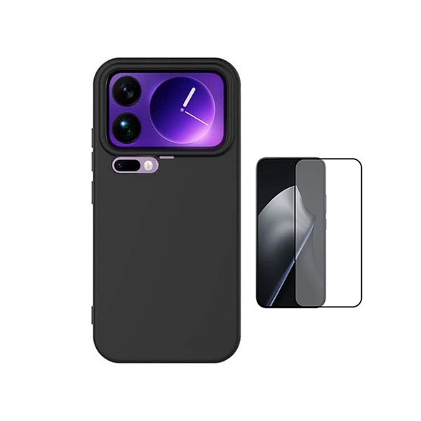 Kit Vidro Temperado + Capa Silicone Líquido PHONECARE Para Xiaomi 17 Pro Max 5G - Preto