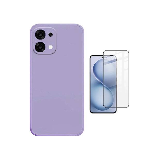 Kit Vidro Temperado + Capa Silicone Líquido PHONECARE Para Oppo A6 Pro 4G - Roxo