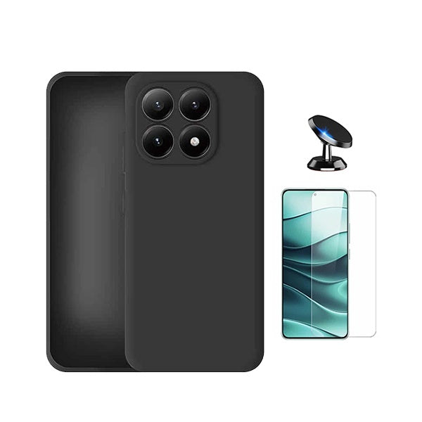 Kit Vidro Clearglass + Capa Silicone Líquido + Suporte Magnético PHONECARE Para Xiaomi 17 5G - Preto