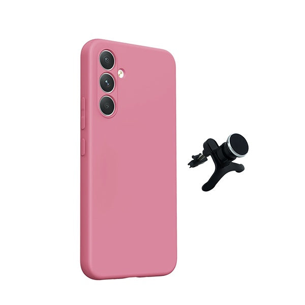 Kit Suporte Magnético Reforçado + Capa Silicone Líquido PHONECARE Para Samsung Galaxy A27 - Rosa