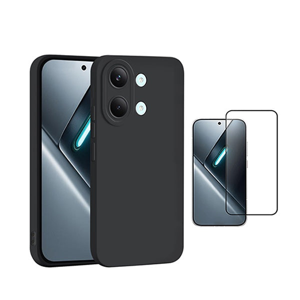 Kit Vidro Temperado + Capa Silicone Líquido PHONECARE Para Xiaomi Poco X8 Pro Max 5G - Preto