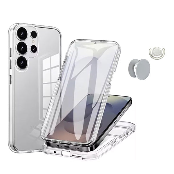 Kit Capa 360° Impact Protection + 1 Gripholder + 1 Suporte PHONECARE Para Samsung Galaxy S26 Ultra - Transparente/Branco