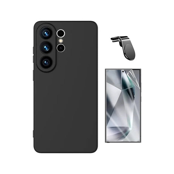 Kit Película Hydrogel Frente + Capa Silicone Líquido + Suporte L PHONECARE Para Samsung Galaxy S26 Ultra - Preto