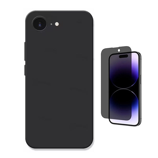 Kit Vidro Anti-Spy + Capa Silicone Líquido PHONECARE Para Apple iPhone 17e - Preto