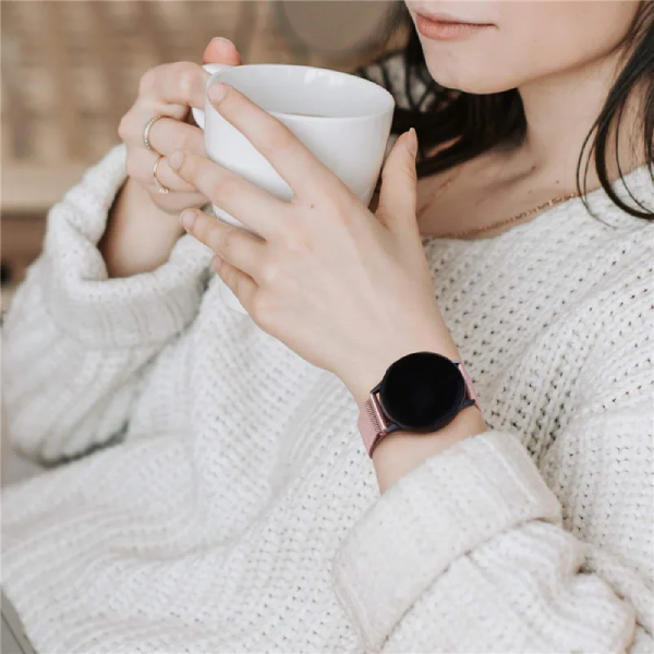 Bracelete Milanese Loop Fecho Magnético PHONECARE Para Honor Watch 5 Pro - Rosa Claro