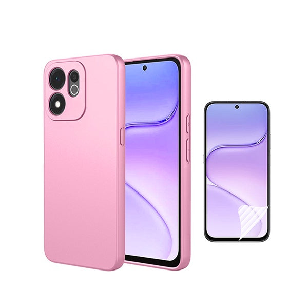 Kit Película Hydrogel Frente + Capa Silicone Líquido PHONECARE Para Honor 600 Smart - Rosa