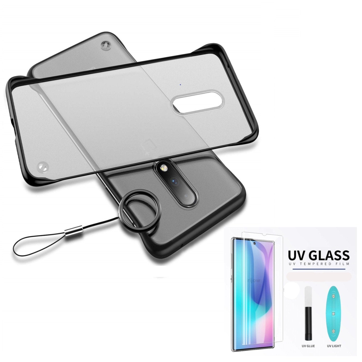 Kit Película de Vidro Nano Curved UV + Capa Invisible Bumper para Samsung Galaxy Note 10 Plus - Preto