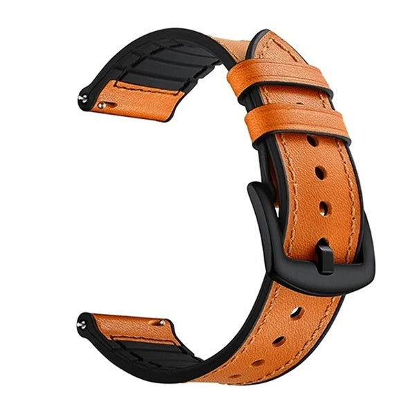 Bracelete Premium Siliconleather PHONECARE Para Garmin Venu 4 - 45 mm - Castanho / Preto