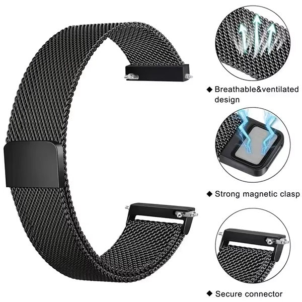 Bracelete Milanese Loop Fecho Magnético PHONECARE Para Garmin Venu 4 - 45 mm - Preto