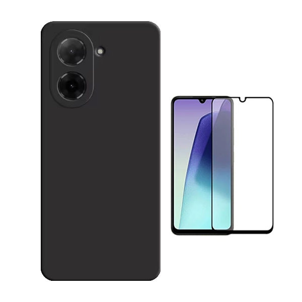 Kit Vidro Temperado + Capa Silicone Líquido PHONECARE Para Xiaomi Redmi A5 4G - Preto