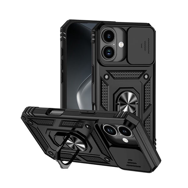 Kit Vidro + Capa Magnetic Slide Window + Suporte Magnético PHONECARE Para Apple iPhone 17 - Preto