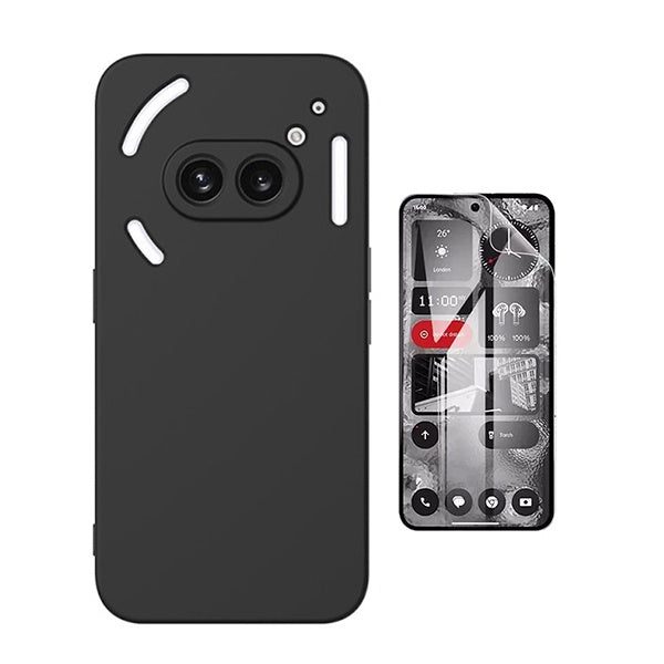 Kit Película Hydrogel Frente + Capa Silicone Líquido Phonecare Para Nothing Phone 2A Plus - Preto