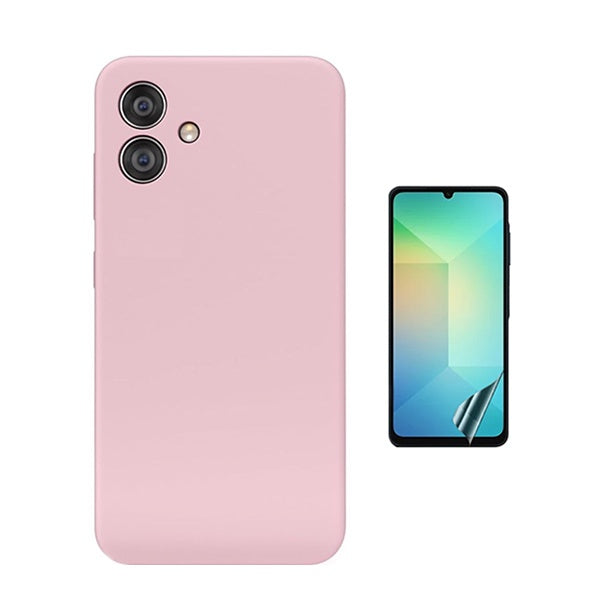 Kit Película Hydrogel Frente + Capa Silicone Líquido Para Samsung Galaxy A06 - Rosa