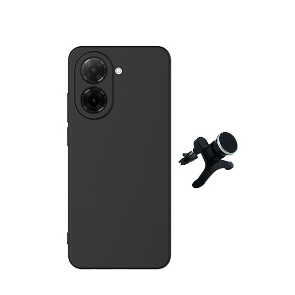 Kit Suporte Magnético Reforçado + Capa Silicone Líquido PHONECARE Para Xiaomi Redmi A7 4G - Preto