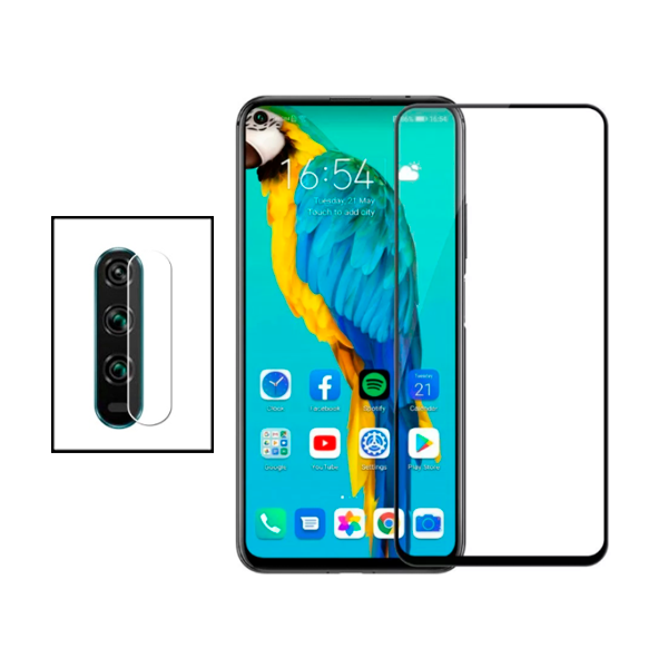 Kit Película de Camara Traseira + Vidro Premium Full Cover para Huawei Honor 20 Pro