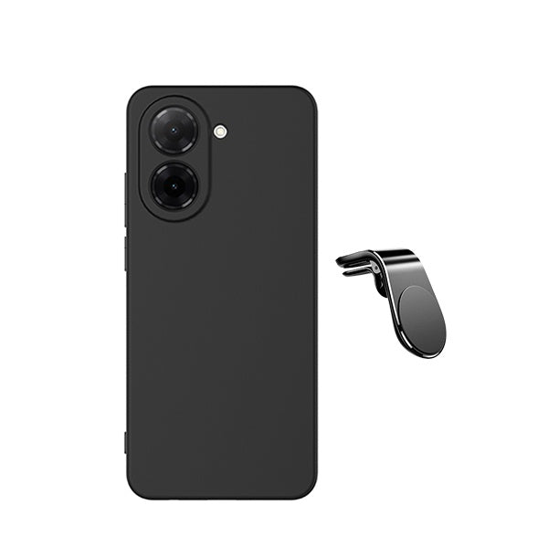 Kit Suporte L + Capa Silicone Líquido PHONECARE Para Xiaomi Redmi A7 4G - Preto