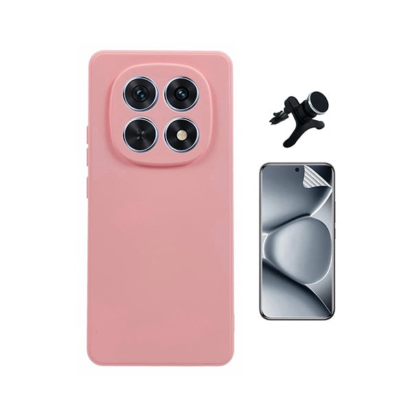 Kit Película Hydrogel Frente + Capa Silicone Líquido +  Suporte Reforçado PHONECARE Para Xiaomi Redmi Note 15 5G - Rosa