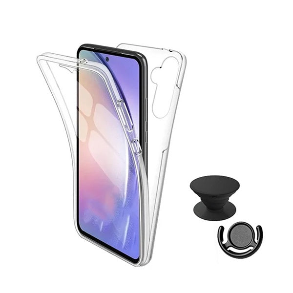 Kit Capa 360° Impact Protection + 1 Gripholder + 1 Suporte PHONECARE Para Samsung Galaxy A57 5G - Transparente/Preto