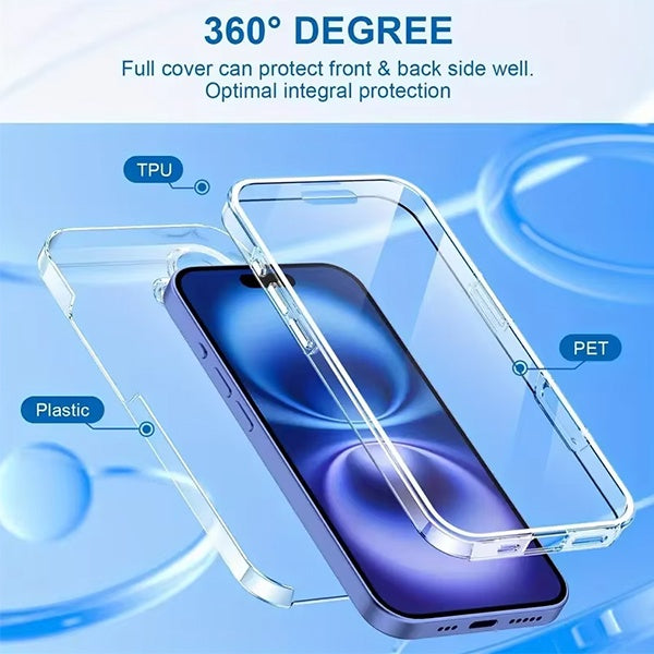 Kit Capa 360° Impact Protection + 1 Gripholder + 1 Suporte PHONECARE Para Apple iPhone 17 - Transparente/Branco