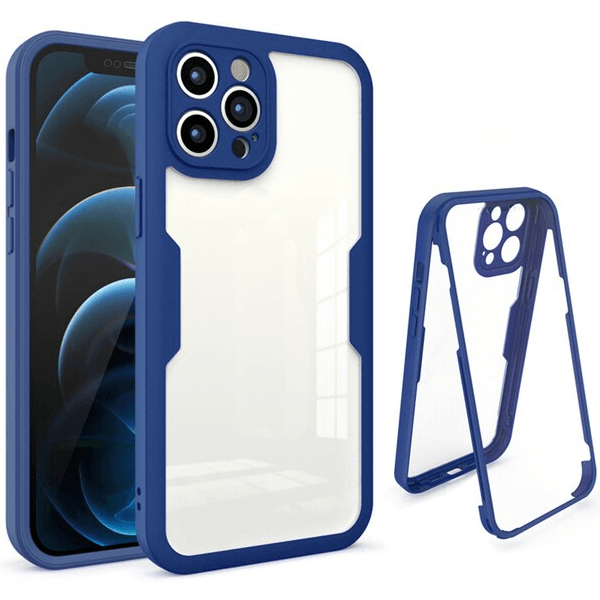 Capa Anti-Crash 360 Protection á Prova de Choque Frente e Verso para Apple iPhone 13 - Azul Escuro