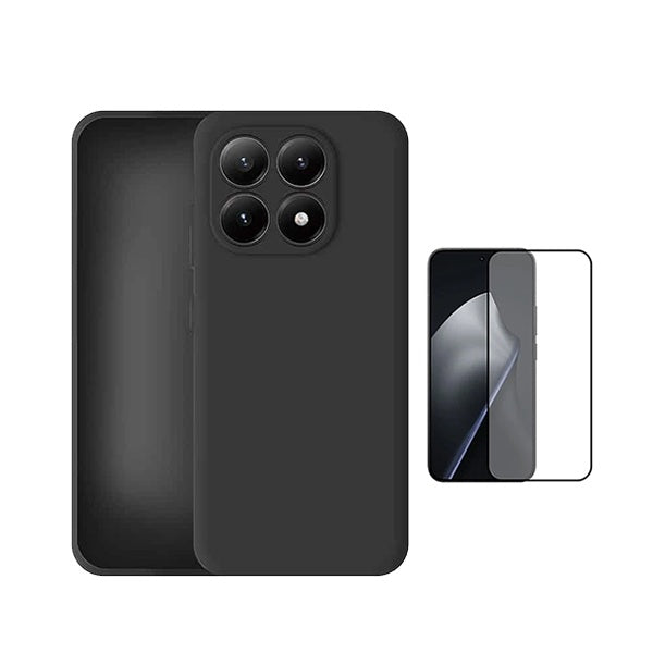 Kit Vidro Temperado + Capa Silicone Líquido PHONECARE Para Xiaomi 17 5G - Preto
