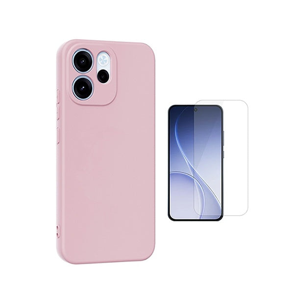 Kit Vidro Clearglass + Capa Silicone Líquido PHONECARE Para Oppo Reno15 FS - Rosa