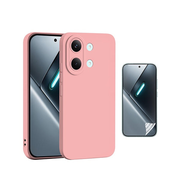 Kit Película Hydrogel Frente + Capa Silicone Líquido PHONECARE Para Xiaomi Poco X8 Pro Max 5G - Rosa