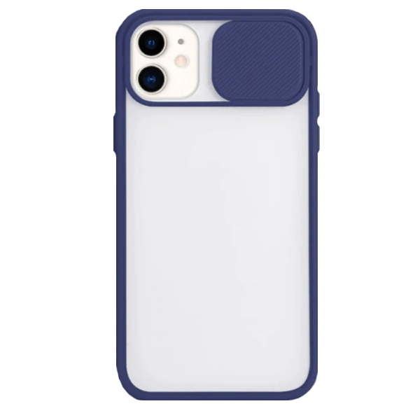 Capa Slide Window Anti Choque Frosted para Apple iPhone 12 - Azul Escuro