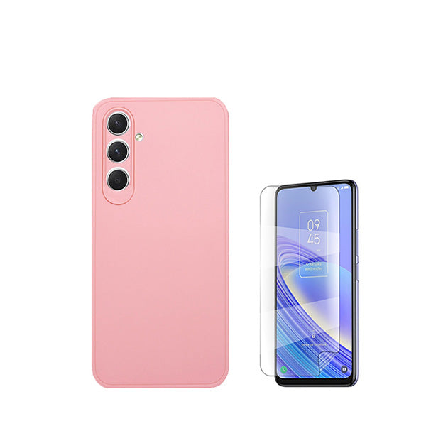 Kit Película Hydrogel Full Cover Frente + Capa Silicone Líquido para Samsung Galaxy M15 - Rosa