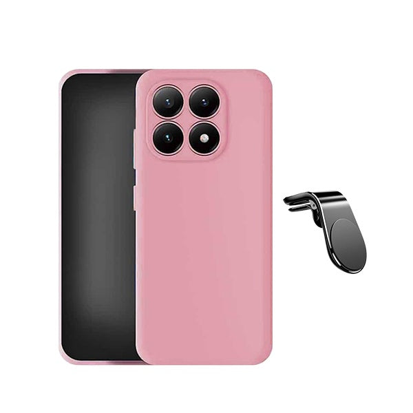 Kit Suporte L + Capa Silicone Líquido PHONECARE Para Xiaomi 17 5G - Rosa