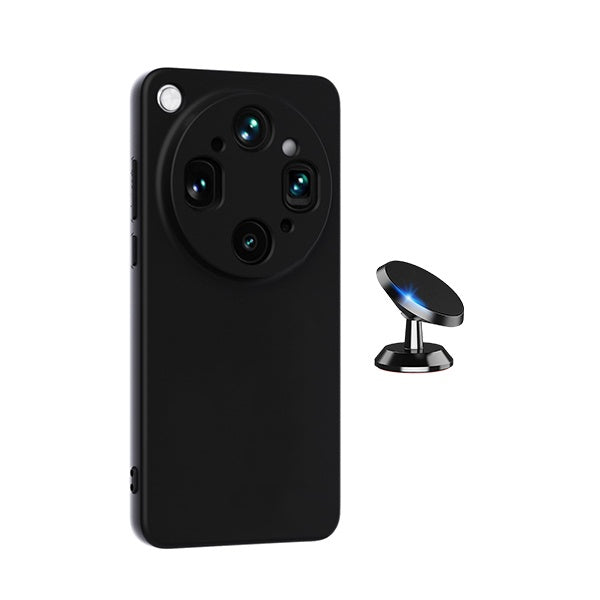 Kit Suporte Magnético + Capa Silicone Líquido PHONECARE Para Oppo Find X9 Ultra - Preto