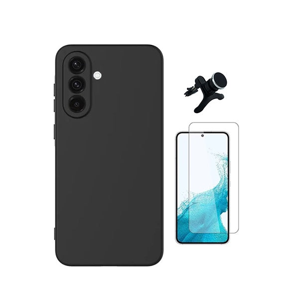 Kit Vidro Clearglass + Capa Silicone Líquido + Suporte Reforçado PHONECARE Para Samsung Galaxy A37 5G - Preto