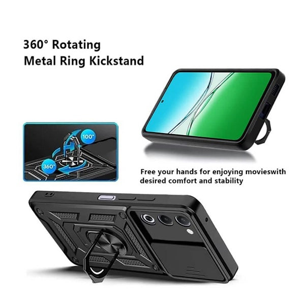 Kit Película Hydrogel Frente + Capa Magnetic Slide Window + Suporte L PHONECARE Para Oppo A5 4G  - Preto