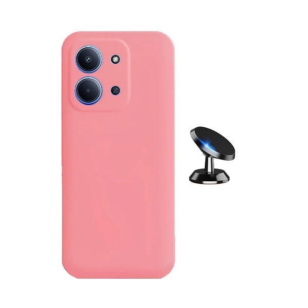 Kit Suporte Magnético + Capa Silicone Líquido PHONECARE Para Xiaomi Poco C85 - Rosa