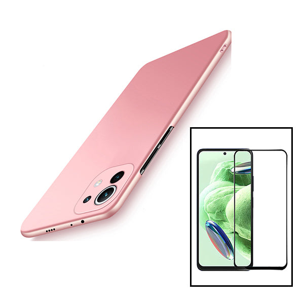 Kit Vidro Premium Full Cover + Capa SlimShield para Xiaomi Redmi Note 12 4G - Rosa