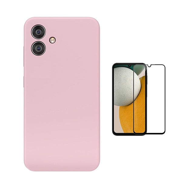 Kit Vidro Temperado + Capa Silicone Líquido Para Samsung Galaxy A06 - Rosa