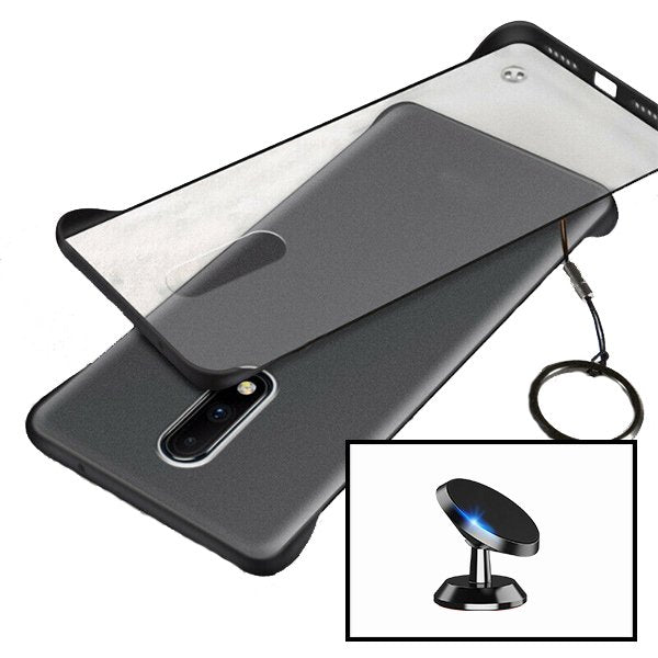 Kit Vidro Premium Full Cover + Capa Invisible Bumper + Suporte Magnético de Carro para OnePlus 7
