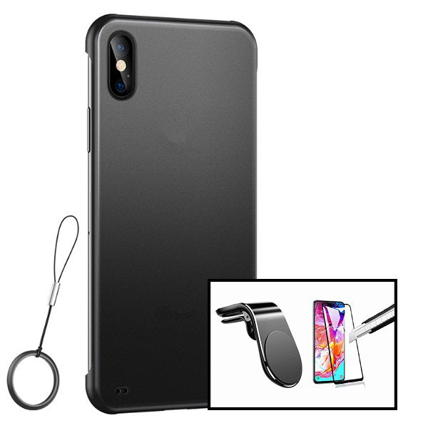 Kit Vidro Premium Full Cover + Capa Invisible Bumper + Suporte Magnético L Safe Driving Carro - Preto para Xiaomi Redmi 9A Sport