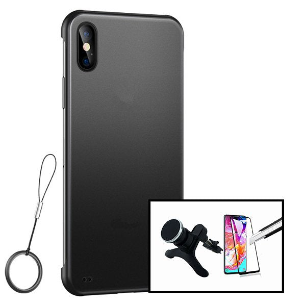 Kit Vidro Premium Full Cover + Capa Invisible Bumper + Suporte Magnético de Carro Reforçado para Xiaomi Redmi 9A Sport