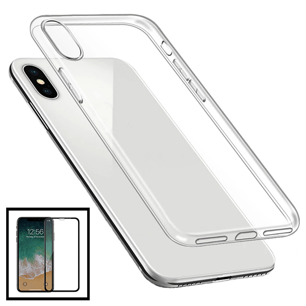Kit Capa SuperProtect Anti-Shock + Vidro Premium Full Cover para Apple iPhone X / XS