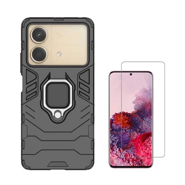 Kit Vidro Clearglass + Capa 3X1 Military Defender para Xiaomi Poco X6 Neo - Preto