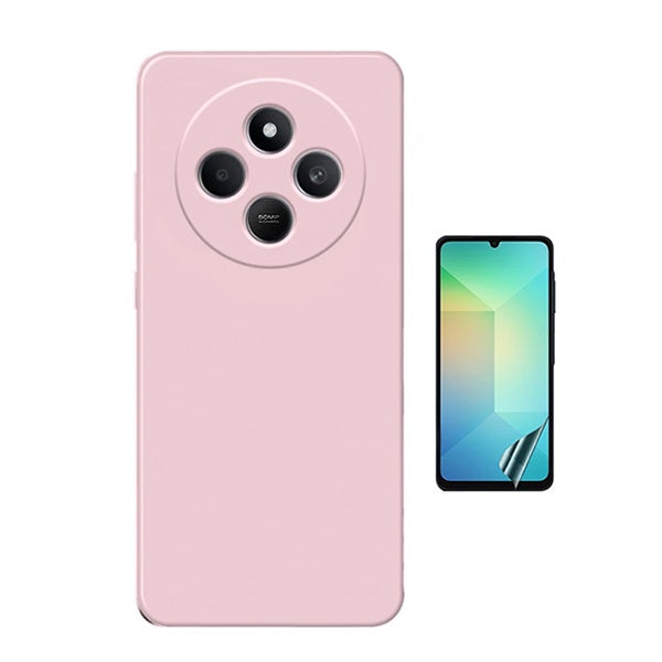 Kit Película Hydrogel Frente + Capa Silicone Líquido Phonecare Para Xiaomi Redmi A4 - Rosa