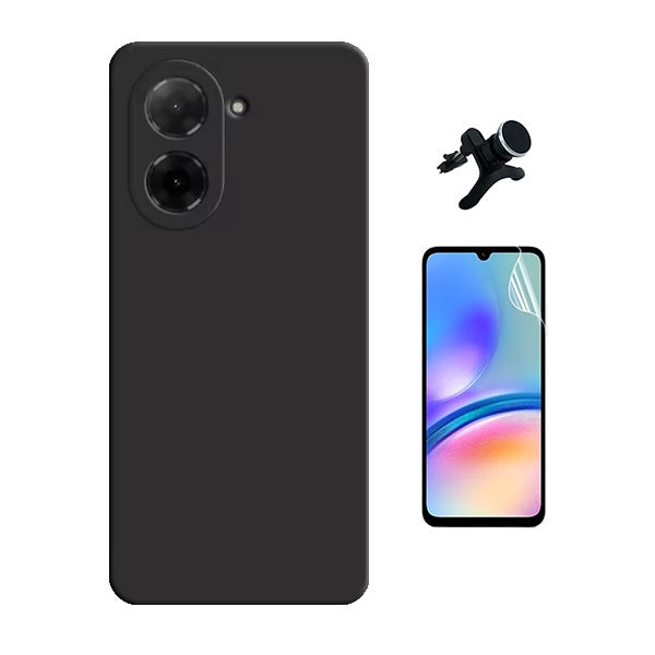 Kit Película Hydrogel Frente + Capa Silicone Líquido +  Suporte Reforçado PHONECARE Para Xiaomi Redmi A5 4G - Preto