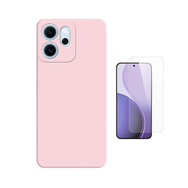 Kit Vidro Clearglass + Capa Silicone Líquido PHONECARE Para Oppo Reno14 F 5G - Rosa