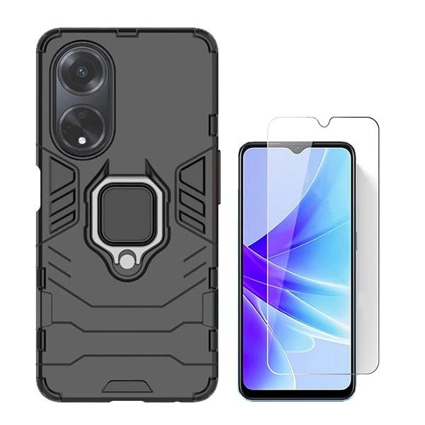 Kit Vidro Clearglass + Capa 3X1 Military Defender para Oppo A18 - Preto