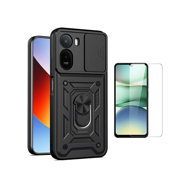 Kit Vidro Clearglass + Capa Magnetic Slide Window PHONECARE Para Xiaomi Redmi A7 Pro 4G - Preto